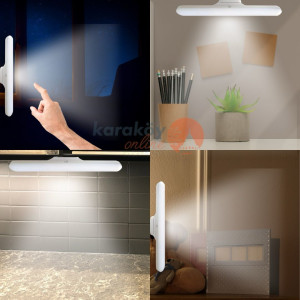 Hightek Şarjlı Kablosuz LED Aplik – Micro‑USB, 3 Renk Dim LED, Mıknatı
