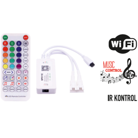 5V-24V SP511E PİXEL ÇİFT ÇIKIŞLI RGB WİFİLİ SESE DUYARLI LED KONTROL D