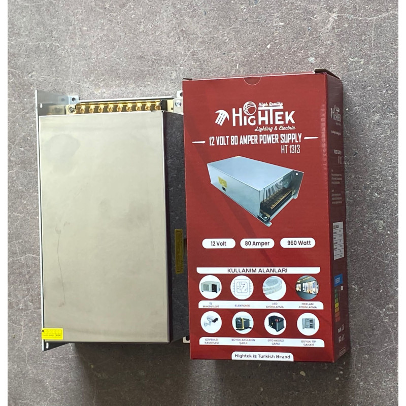 12 V 80 A 960 W Metal Kasa Trafo – Fanlı, Ayarlanabilir Güç Kaynağı, E
