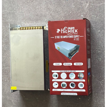 12 V 80 A 960 W Metal Kasa Trafo – Fanlı, Ayarlanabilir Güç Kaynağı, E