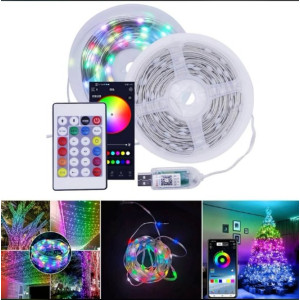 5V Pixel RGB Yılbaşı Peri LED Işık – 10 Metre | Su Geçirmez, USB Giriş