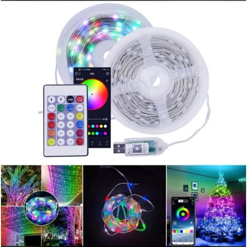 5V Pixel RGB Yılbaşı Peri LED Işık – 10 Metre | Su Geçirmez, USB Giriş
