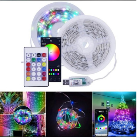5V Pixel RGB Yılbaşı Peri LED Işık – 10 Metre | Su Geçirmez, USB Giriş